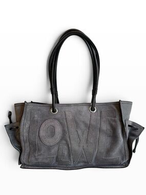 Loewe Anagram Gray Suede Medium Shopper Tote